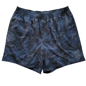 Peloton Men's 2XL Blue Camo Biking Shorts Logo 7” Inseam Athletic Lightweight